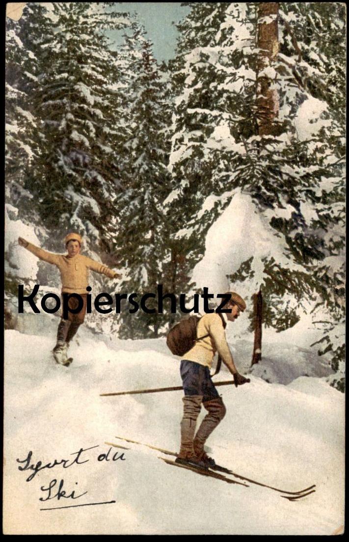 ALTE POSTKARTE SKI FAHREN Faire sport