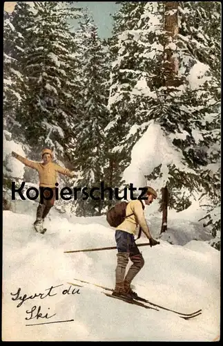ALTE POSTKARTE FAIRE SPORT DU SKI ALPINE SKI FAHREN WINTERWALD ABFAHRT go skiing Tourenski cpa postcard AK Ansichtskarte