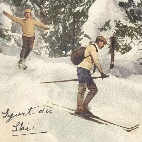 ALTE POSTKARTE FAIRE SPORT DU SKI ALPINE SKI FAHREN WINTERWALD ABFAHRT go skiing Tourenski cpa postcard AK Ansichtskarte