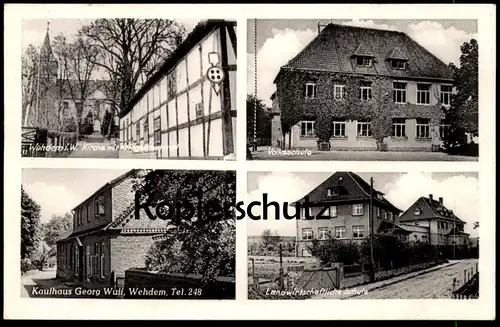 ALTE POSTKARTE WEHDEM STEMWEDE KAUFHAUS GEORG WULF VOLKSSCHULE LANDWIRTSCHAFTLICHE SCHULE AK Ansichtskarte cpa postcard