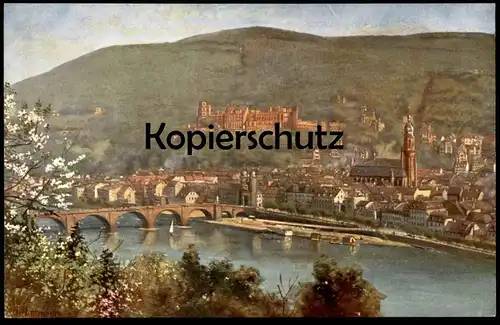 ALTE POSTKARTE HEIDELBERG VOM PHILOSOPHENWEG GESEHEN Künstlerkarte sign. signiert H. Hoffmann castle chateau