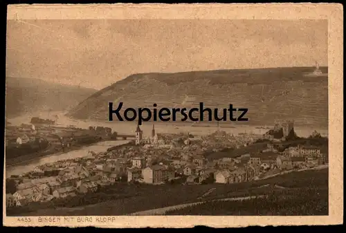 ALTE POSTKARTE BINGEN AM RHEIN MIT BURG KLOPP KUPFERTIEFDRUCK Karl Rud. Bremer, Köln cpa postcard Ansichtskarte AK