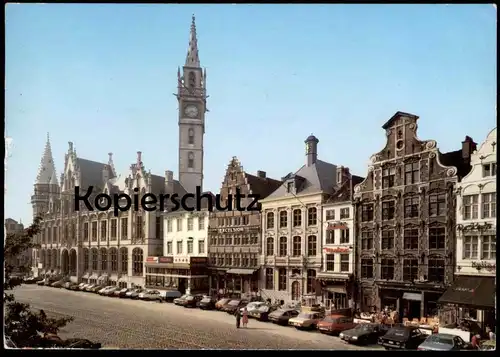 ÄLTERE POSTKARTE GENT KOORNMARKT Place aux blés old cars Automobiles voitures Auto Opel Ford Mercedes Jupiler beer Bier