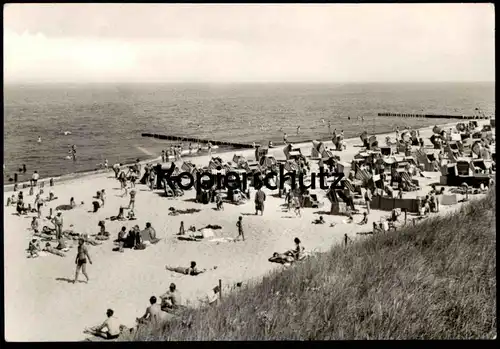 ÄLTERE POSTKARTE GRAAL-MÜRITZ SEEHEILBAD Strand plage beach bathing DDR Briefmarke Seidenschwanz Mecklenburg-Vorpommern