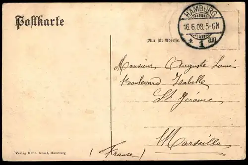 ALTE POSTKARTE HAMBURG KAISER WiLHELM DENKMAL 1908 Tram tramway Strassenbahn Verlag: Gebr. Israel cpa postcard AK
