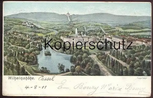 ALTE LITHO POSTKARTE CASSEL WILHELMSHÖHE PANORAMA Kassel Heliocolorkarte von Ottmar Zieher cpa postcard AK Ansichtskarte