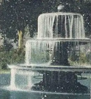 ALTE POSTKARTE WIESBADEN KAISER-FRIEDRICH-PLATZ MIT HOTEL NASSAUER HOF Brunnen fountain fontaine cpa postcard AK