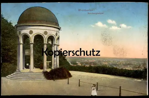 ALTE POSTKARTE WIESBADEN NEROBERGTEMPEL Neroberg Mädchen enfant jeune fille young girl Tempel cpa postcard Ansichtskarte