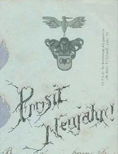 ALTE POSTKARTE AMOR MIT FRAUENSCHUH PROSIT NEUJAHR ANGEL ANGE Herz heart coer cigogne Schuh shoe cpa AK