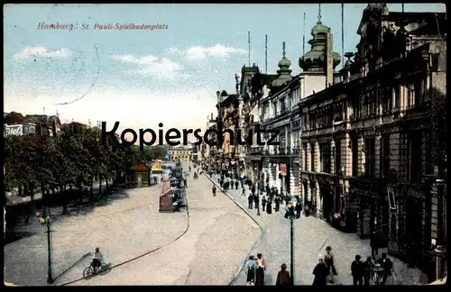 ALTE POSTKARTE HAMBURG ST. PAULI  SPIELBUDENPLATZ 1912 Fahrrad cpa postcard Ansichtskarte AK