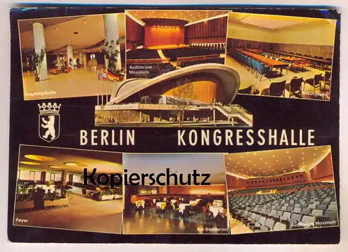 ÄLTERE POSTKARTE BERLIN KONGRESSHALLE HALLE HALL Auditorium Maximum Sitzungssaal stars and stripes flag Stempel Dentist