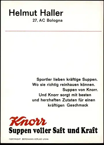AUTOGRAMMKARTE HELMUT HALLER AC BOLOGNA Fußball Soccer Football Card Autograph Autogramm Karte autographe signature