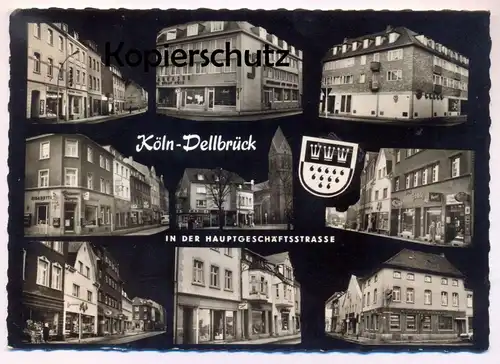 ÄLTERE POSTKARTE KÖLN DELLBRÜCK IN DER HAUPTGESCHÄFTSSTRASSE REKLAME SEIFEN ECKSTEIN PERSIL MÜNCHNER HOFBRÄU