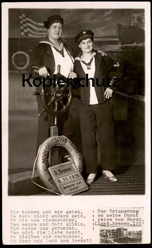ALTE POSTKARTE NORDDEUTSCHER LLOYD BREMEN STEUERRAD 1929 Fotomontage Montage Photo Surrealisme Foto Schiff ship cpa