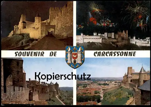 POSTKARTE CARCASSONNE FEU D'ARTIFICE SUR LA CITÉ TOUR PINTE COMTAL FEUERWERK FIREWORKS cpa postcard AK Ansichtskarte