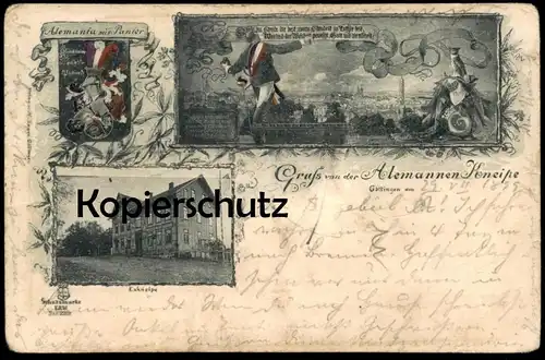 ALTE AK GRUSS VON DER ALEMANNEN-KNEIPE GÖTTINGEN 1899 EXKNEIPE ALEMANIA SEIS PANIER STUDENTIKA CORPS STUDENTICA ALEMANIA
