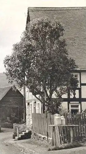 ÄLTERE POSTKARTE BERGHAUSEN EDER WITTGENSTEIN KIRCHE MIT FACHWERKHÄUSERN Fachwerk Bauernhaus Bad Berleburg postcard