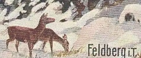 ALTE KÜNSTLER POSTKARTE FELDBERG IM TAUNUS AM FUSSE DES ALTKÖNIGS ALTKÖNIG WINTER Schnee Reh deer WIRO WIEDEMANN