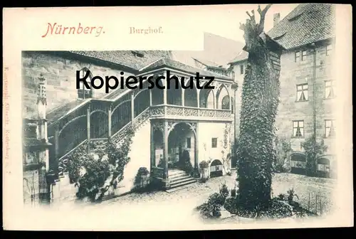 ALTE POSTKARTE NÜRNBERG BURGHOF Baum tree arbre Burg chateau castle cpa postcard AK Ansichtskarte