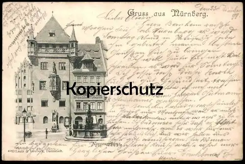 ALTE POSTKARTE GRUSS AUS NÜRNBERG NASSAUERHAUS NASSAUER HAUS 1898 nach Paris cpa postcard Ansichtskarte