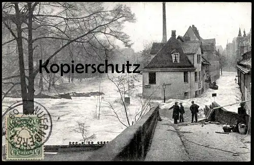 ALTE POSTKARTE NÜRNBERG ÜBERSCHWEMMUNG 05.02.1909 Agnesbrücke Flut Flood inondation an Schauspielerin Apollo Theater