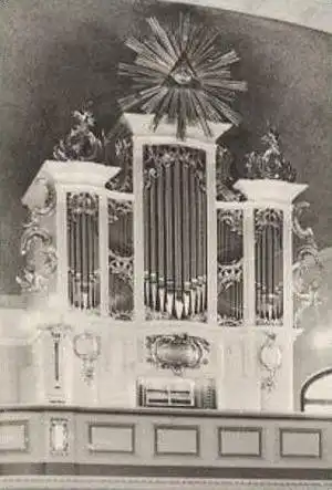 POSTKARTE FRANZÖSISCHE FRIEDRICHSTADTKIRCHE ORGEL 1985 ERBAUT VOM VEB EULE ORGELBAU interieur l'eglise orgue organ cpa