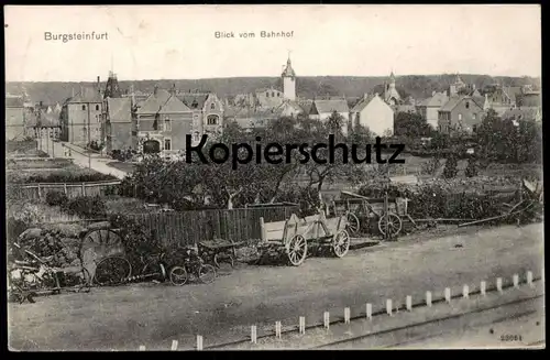 ALTE POSTKARTE BURGSTEINFURT BLICK VOM BAHNHOF MANN RAD view from station vieux à gare Steinfurt postcard Ansichtskarte