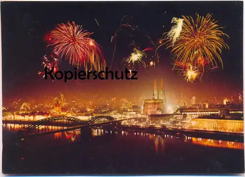 ÄLTERE POSTKARTE KÖLN FEUERWERK FIREWORKS Feu d'artifice Cologne Neujahr Sylvester Silvester cpa postcard Ansichtskarte