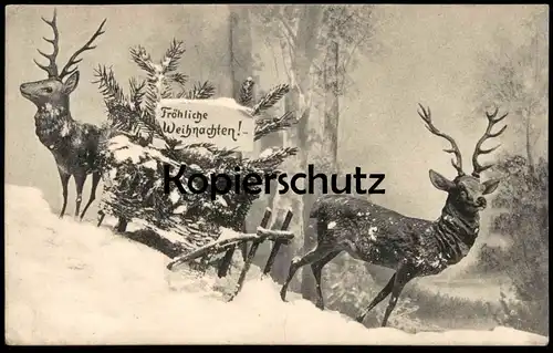 ALTE POSTKARTE FRÖHLICHE WEIHNACHTEN HIRSCH REH DEER CHEVREUIL joyeux noel merry christmas postcard cpa Ansichtskarte AK