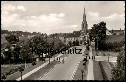 ÄLTERE POSTKARTE WERNE AN DER LIPPE STEINSTRASSE & KIRCHE Bahnpost Münster Dortmund 1956 cpa postcard Ansichtskarte AK