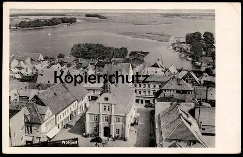 ALTE POSTKARTE WOLGAST VOGELSCHAU LUFTBILD PANORAMA Mecklenburg-Vorpommern 1956 cpa postcard Ansichtskarte AK