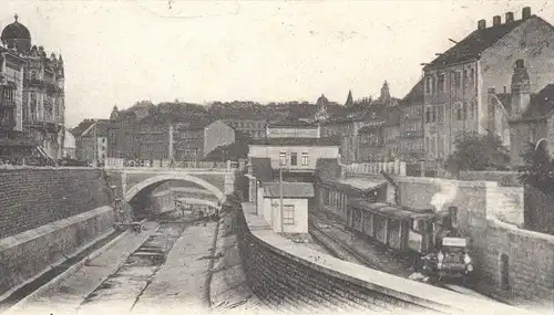 ALTE POSTKARTE GRUSS AUS WIEN IV WIENTHALBAHN 1900 Bahn Lokomotive Dampflok steam train locomotive à vapeur Metro tube