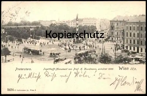 ALTE POSTKARTE WIEN II/2 1903 PRATERSTERN STRASSENBAHN Tram tramway Austria Österreich Autriche cpa postcard AK