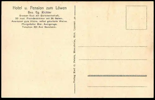 ALTE POSTKARTE ZWINGENBERG AN DER BERGSTRASSE HOTEL ZUM LÖWEN WEINGROSSHANDLUNG Auto old car oldtimer Wein vine vin cpa