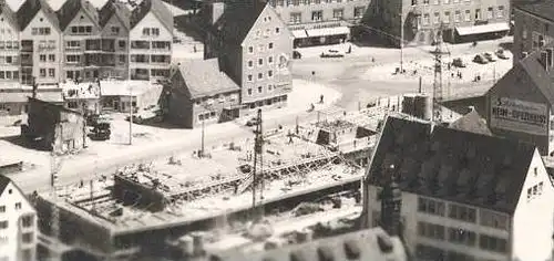 ÄLTERE POSTKARTE ULM AN DER DONAU ULMER MÜNSTER BAUSTELLE KRAN Crane Grue HAUSBAU building yard construction chantier