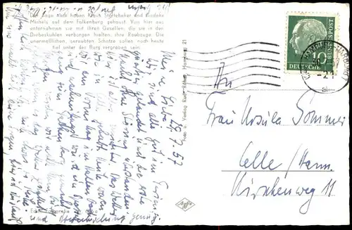 ÄLTERE POSTKARTE HAMBURG NEUGRABEN-FISCHBEK DER SAGENUMWOBENE FALKENBERG Klaus Störtebeker Gödeke Michels postcard cpa