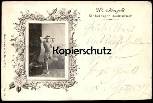 ALTE POSTKARTE TURNER H. BARGOLD EINBEINIGER RECKTURNER REICHSHALLENTHEATER ERFURT 1899 Behinderung handicap postcard