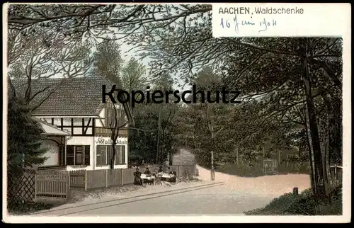 ALTE LITHO KÜNSTLER POSTKARTE AACHEN WALDSCHENKE 1904 Tram tramway Strassenbahn cpa postcard Ansichtskarte AK