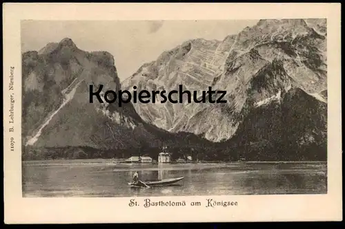 ALTE POSTKARTE ST. BARTHOLOMÄ KÖNIGSEE PANORAMA BOOT KÖNIGSSEE SCHÖNAU BAYERN cpa postcard Ansichtskarte AK