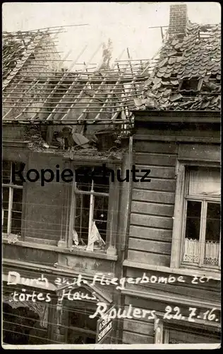 ALTE POSTKARTE ROULERS MAISON HAUS DURCH ENGLISCHE FLIEGERBOMBE ZERSTÖRT 1916 guere bomb bombe Roeselare Rousselare cpa
