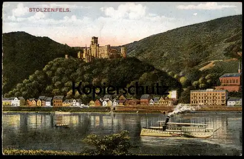 ALTE POSTKARTE STOLZENFELS AM RHEIN Boot Schiff ship bateau Capellen Kapellen Koblenz cpa postcard AK Ansichtskarte