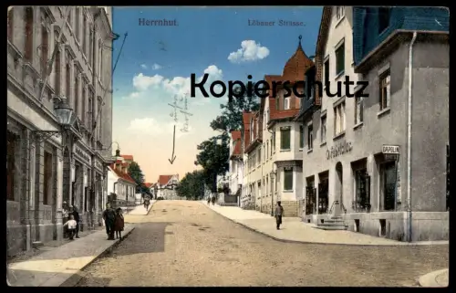 ALTE POSTKARTE HERRNHUT LÖBAUER STRASSE DAPLIN WERBUNG Deutsch-Amerikanische Petroleum Gesellschaft Esso cpa postcard