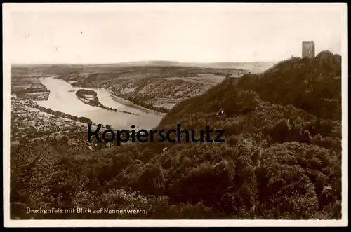 ALTE POSTKARTE DRACHENFELS MIT BLICK AUF NONNENWERTH Grafenwerth Rhein cpa postcard AK Ansichtskarte