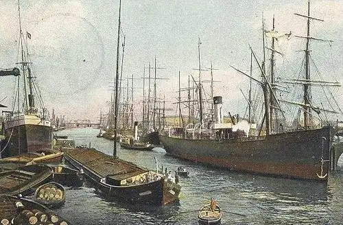 ALTE POSTKARTE HAMBURG HAFEN III Segelschiffe harbour havre port sailing cargo ship Schiff bateau à voiles cpa postcard