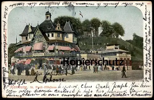 ALTE POSTKARTE HAMBURG ST. PAULI FÄHRHAUS WERBUNG WÜRZBURGER HOF BRÄU Hofbräu cpa postcard Ansichtskarte AK