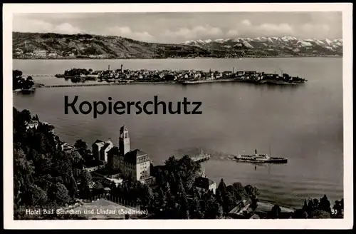 ALTE POSTKARTE HOTEL BAD SCHACHEN UND LINDAU 1939 BODENSEE Dampfer steam ship bateau cpa postcard AK Ansichtskarte