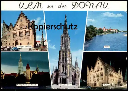 ÄLTERE POSTKARTE ULM AN DER DONAU SPÄTGOTISCHES RATHAUS METZGERTURM DONAU MÜNSTER VW KÄFER cpa postcard AK Ansichtskarte