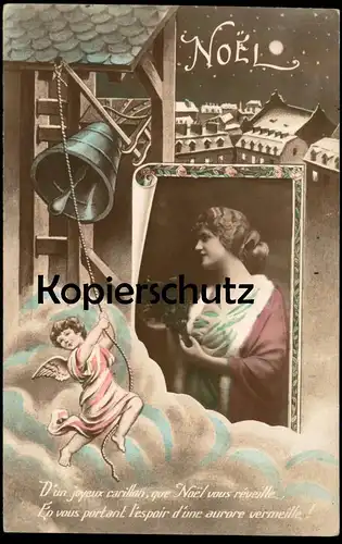 ALTE POSTKARTE JOYEUX CARILLON NOEL ENGEL GLOCKE ANGEL Ange clarine bell cloche AK Ansichtskarte cpa postcard