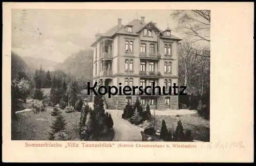 ALTE POSTKARTE WIESBADEN SOMMERFRISCHE VILLA HOTEL TAUNUSBLICK 1909 STATION CHAUSSEEHAUS cpa postcard AK Ansichtskarte