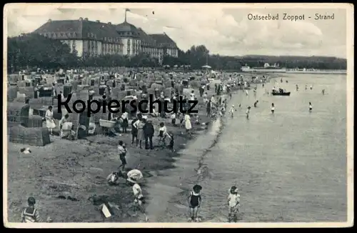 ALTE POSTKARTE OSTSEEBAD ZOPPOT STRAND 1929 SOPOT Photograph Fotograf photographer photographe postcard AK Ansichtskarte
